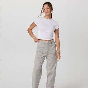 High-Rise Utility Wide-Leg Pants - Light Gray